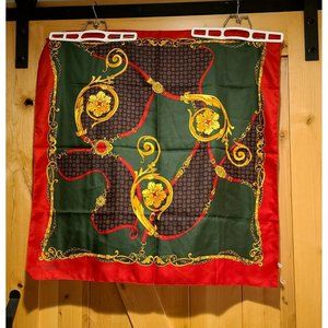 Emmanuel A. Paris Large Scarf Horsebit Geometric Made In Italy Red Green Gold